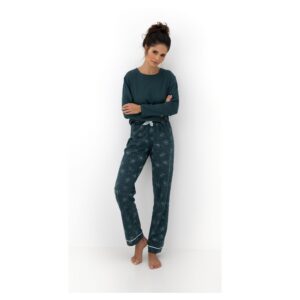 Piękna bawełniana piżama damska w zielonym kolorze Sensis(JUNE)