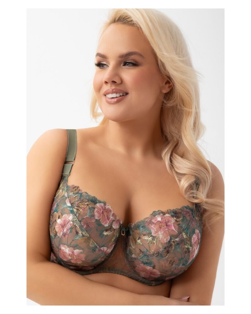 Piękny miękki biustonosz w zielonym kolorze Delaila – Gorsenia