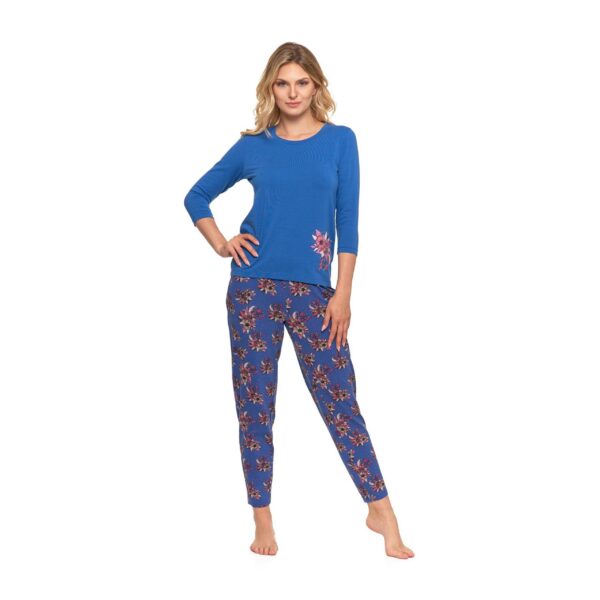 Kwiatowa piżama z piękną gładką bluzką -Moraj - PDD45-007