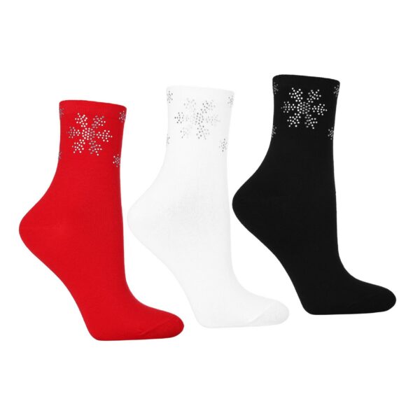 Bawełniane skarpety świąteczne z kryształkami w kształcie śnieżynki Moraj (CSL500-028)