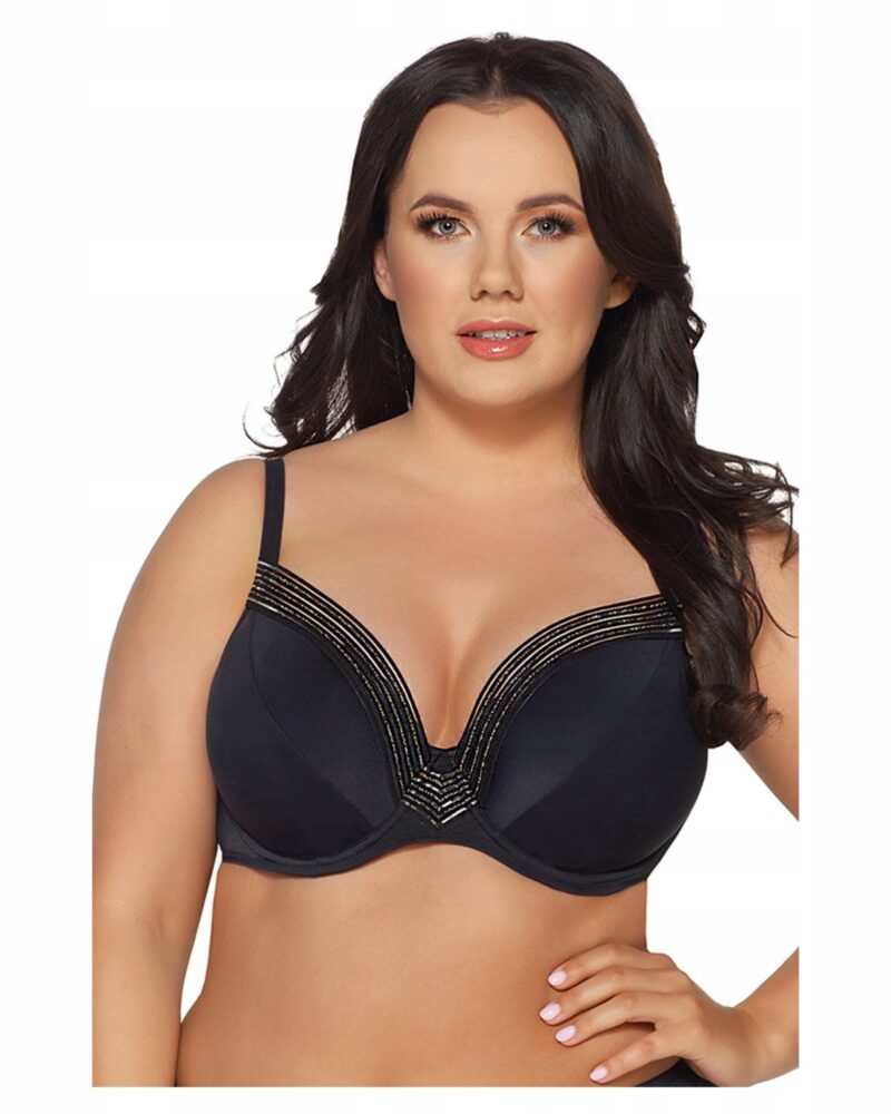 Strój kąpielowy czarny z srebrną nitką miękki Ava SK-209