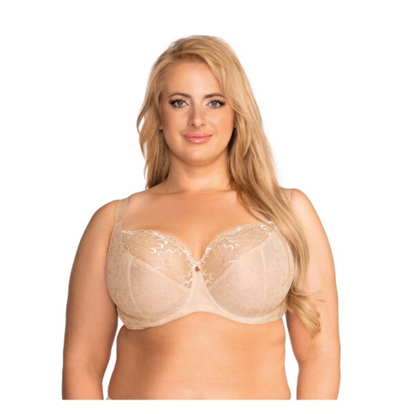Miękki koronkowy biustonosz TATUAŻ w beżowym kolorze Nessa