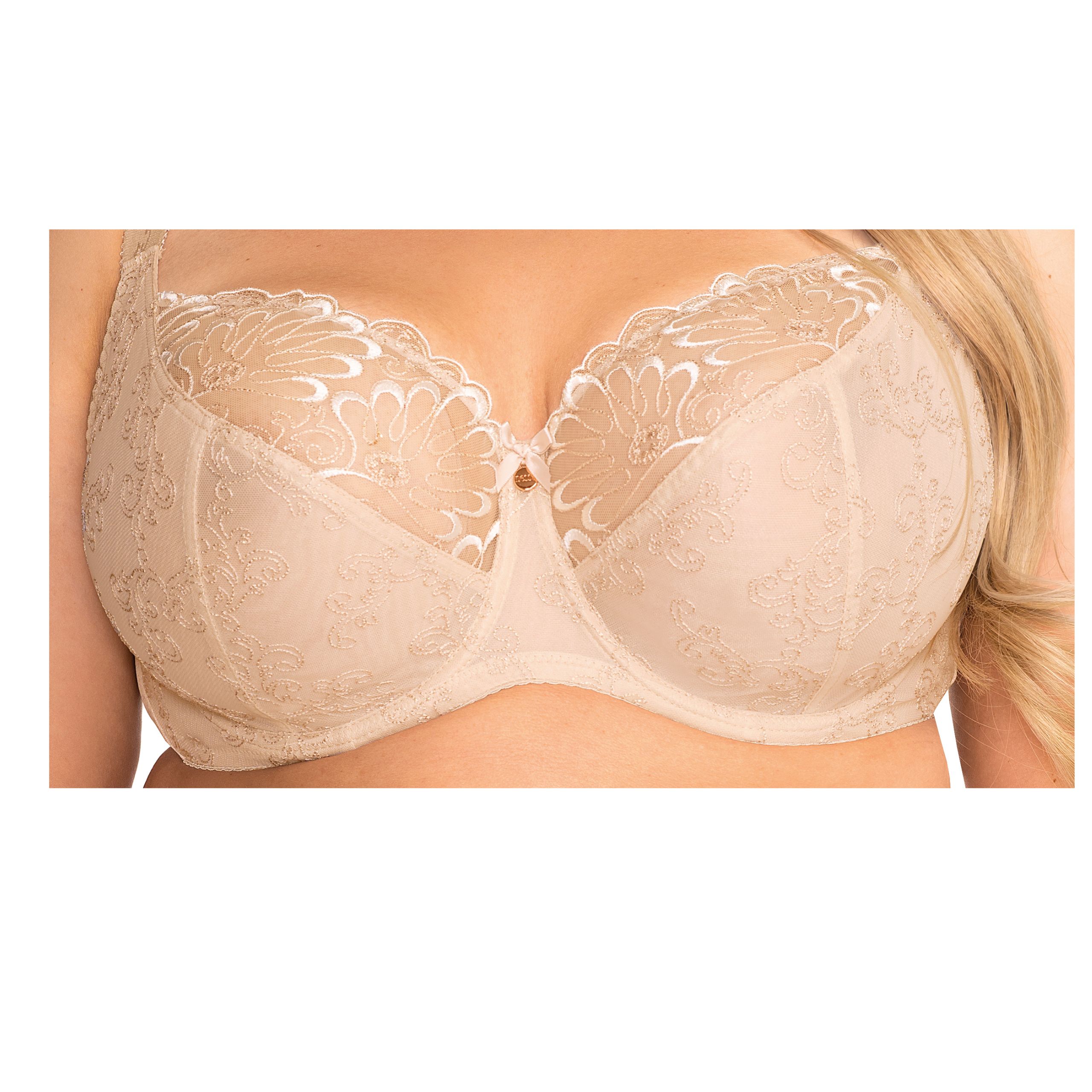 Miękki koronkowy biustonosz TATUAŻ w beżowym kolorze Nessa - obrazek 3