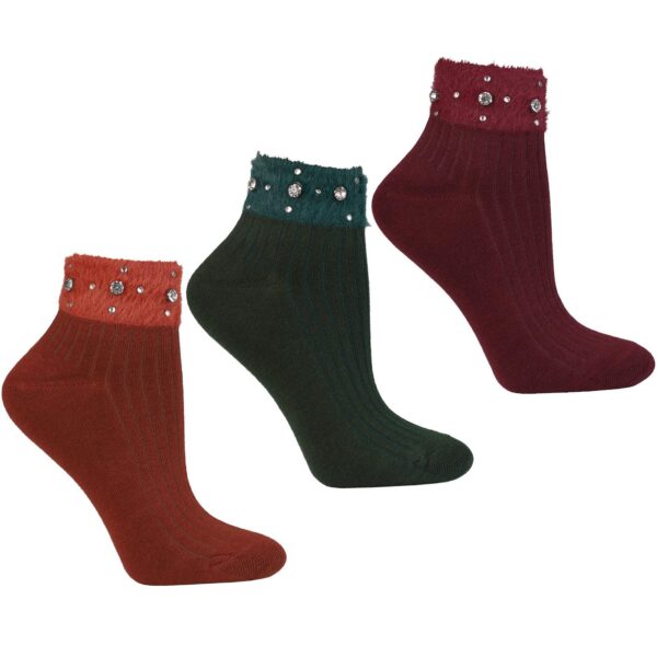 Bawełniane damskie skarpety z kryształkami Moraj