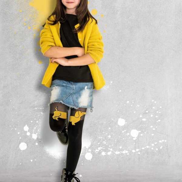 Rajstopy dziewczęce wzorzyste piesek SABA Knittex