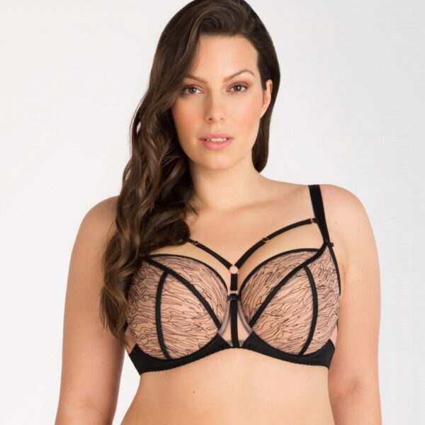CORA K807 miękki czarno-beżowy biustonosz - stanik Gorsenia