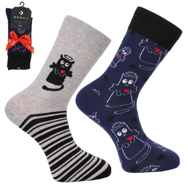 Granatowe skarpety walentynkowe w diabełki (CMLW350-020/2)