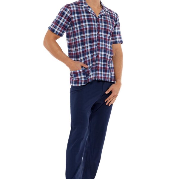 Piżama męska w kratę rozpinana Moraj