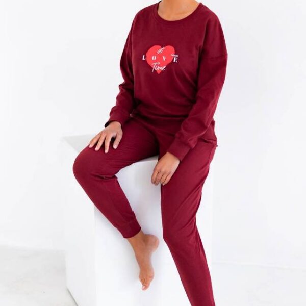 Bawełniana bordowa piżama damska Sensis (Mercy)