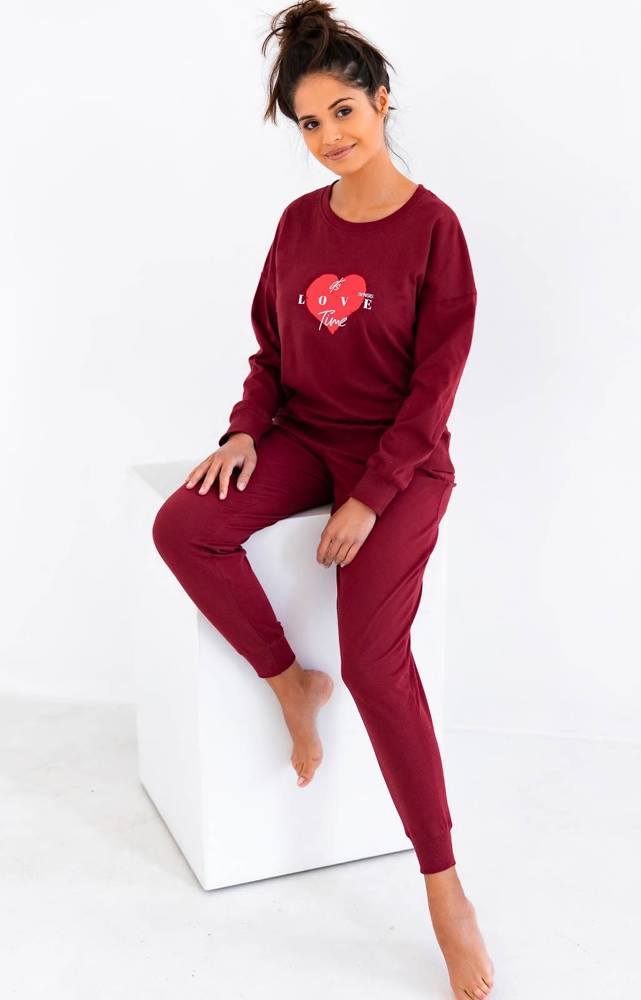 Bawełniana bordowa piżama damska Sensis (Mercy)