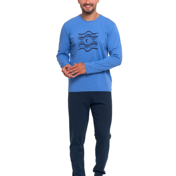 Męska piżama z długim rękawem, spodnie ze ściągaczami Moraj (PDM5400-005)